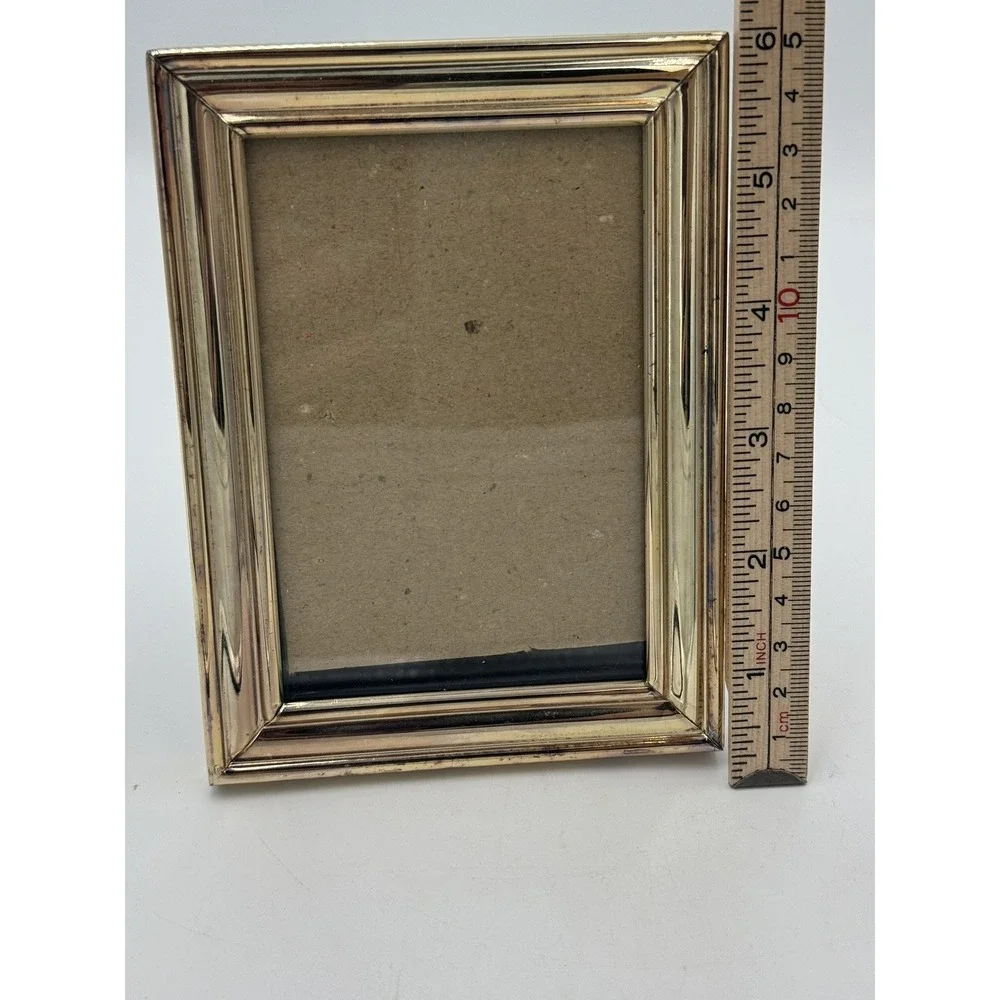 Vintage Gold Tone Metal Picture Frame 3x5 Beveled Tabletop